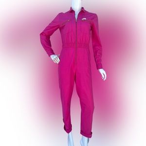 Bright Pink Jumpsuit with Gold Zippers